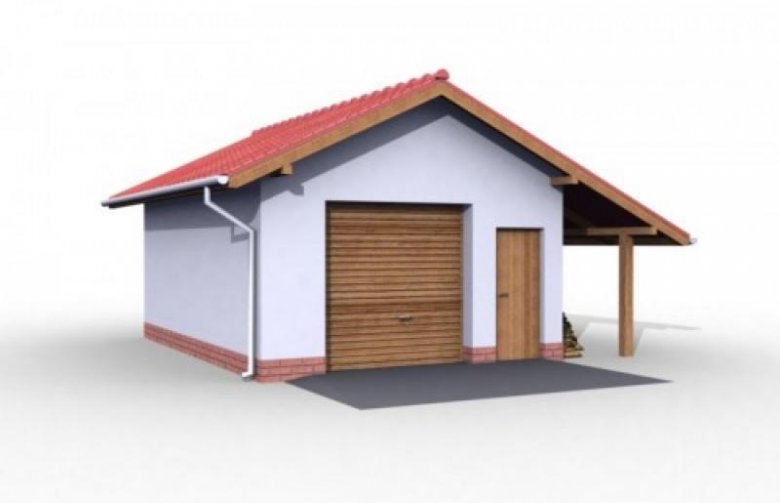 Projekt garażu G21 garaż jednostanowiskowy z pomieszczeniem gospodarczym
