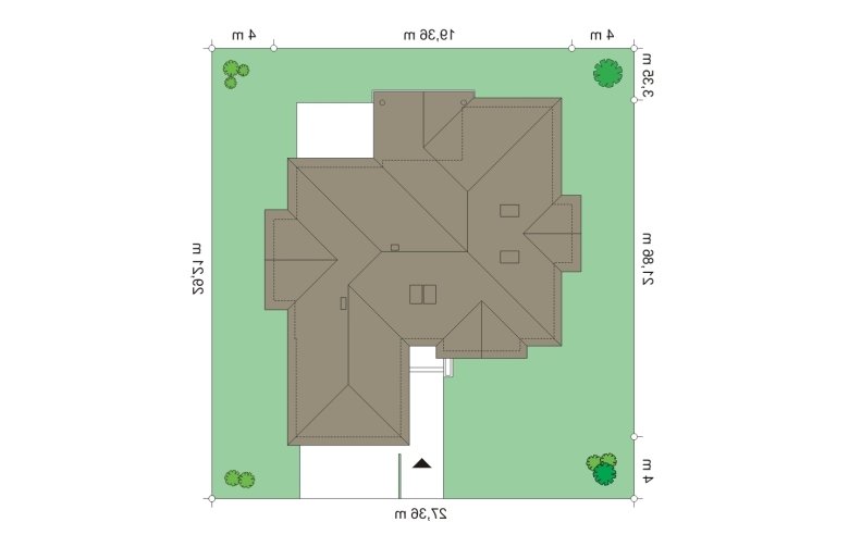 Projekt domu dwurodzinnego Rozłożysty (424) - Usytuowanie - wersja lustrzana