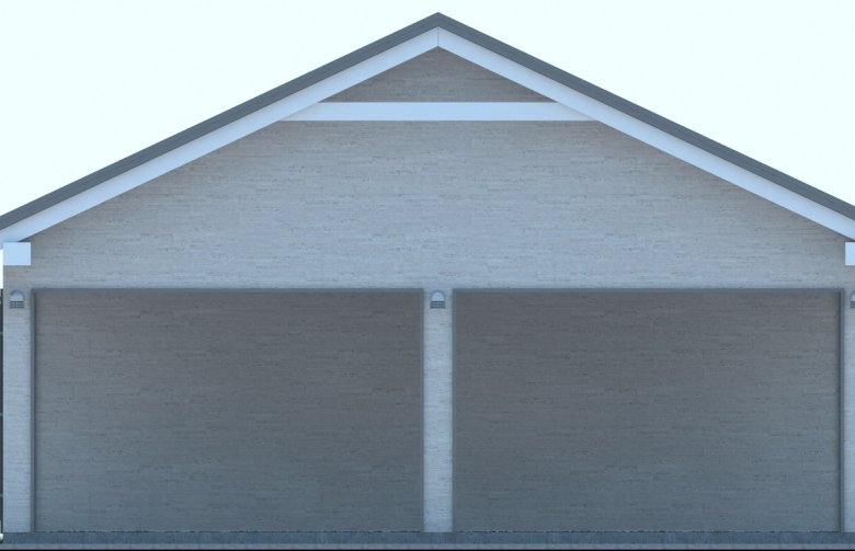 Projekt domu energooszczędnego G163 - Budynek garażowy z wiatą - elewacja 2
