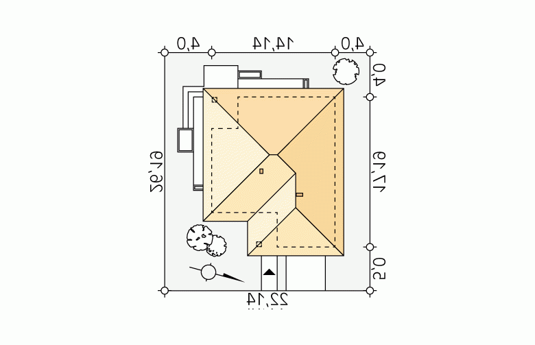 Projekt domu tradycyjnego Ariel 3 - Usytuowanie - wersja lustrzana