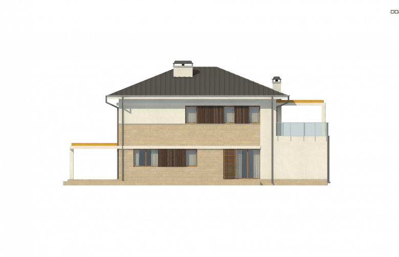 Projekt domu piętrowego Zx63 B + - elewacja 1