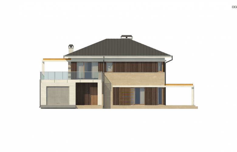 Projekt domu piętrowego Zx63 B + - elewacja 4