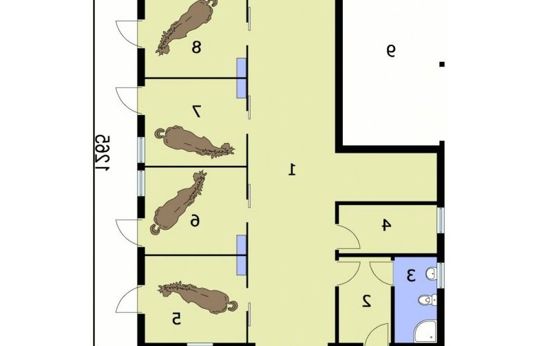 Projekt budynku gospodarczego S17 Stajnia dla koni - 4 boksy - przyziemie