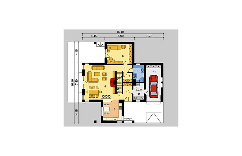 Projekt domu jednorodzinnego LK&519 - parter