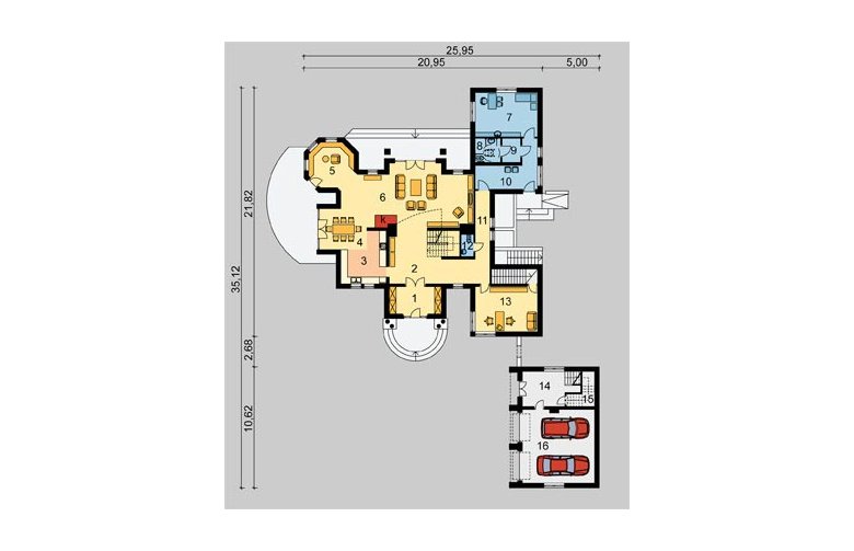 Projekt domu jednorodzinnego LK&524 - parter