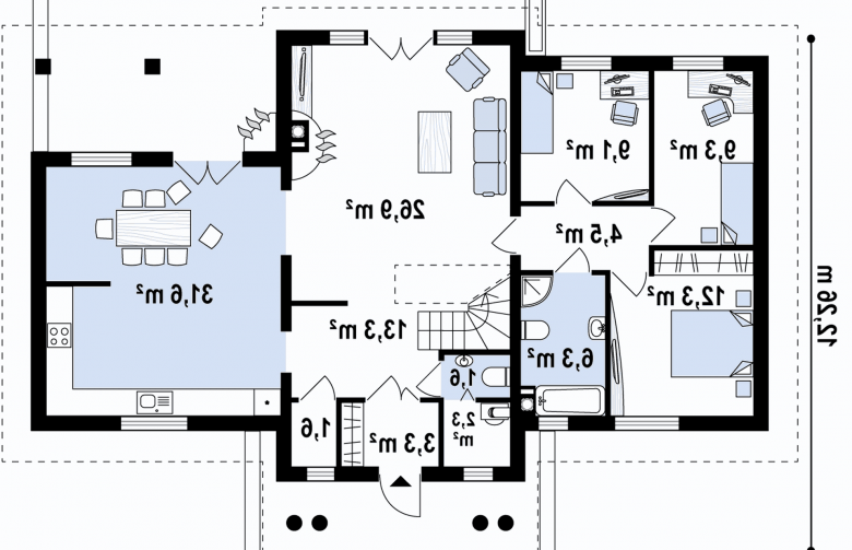 Projekt domu piętrowego Z20 - rzut parteru