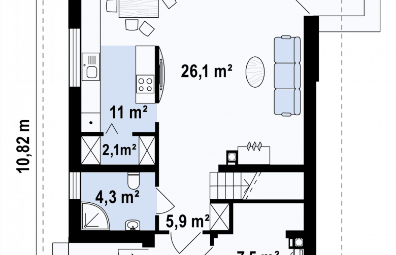 Projekt domu jednorodzinnego Z295 - rzut parteru