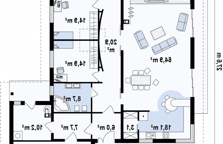 Projekt domu dwurodzinnego Z82 - rzut parteru