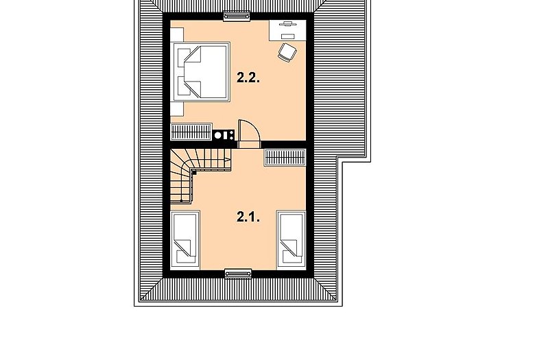 Projekt domu z bala L-74 (drewniany) - 