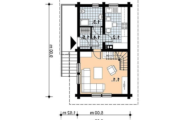 Projekt domu z bala L-74 (drewniany) - 