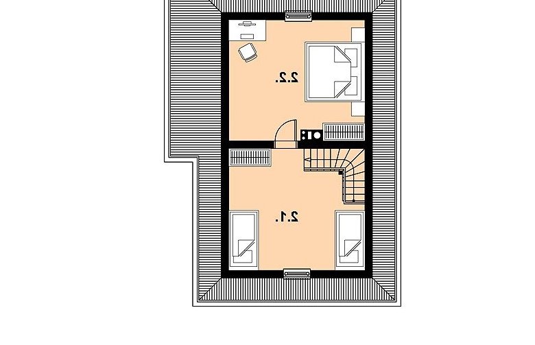 Projekt domu z bala L-74 (drewniany) - 