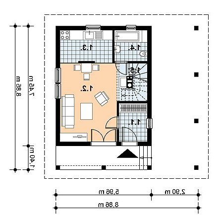 Rzut projektu L-43 (drewniany) - wersja lustrzana