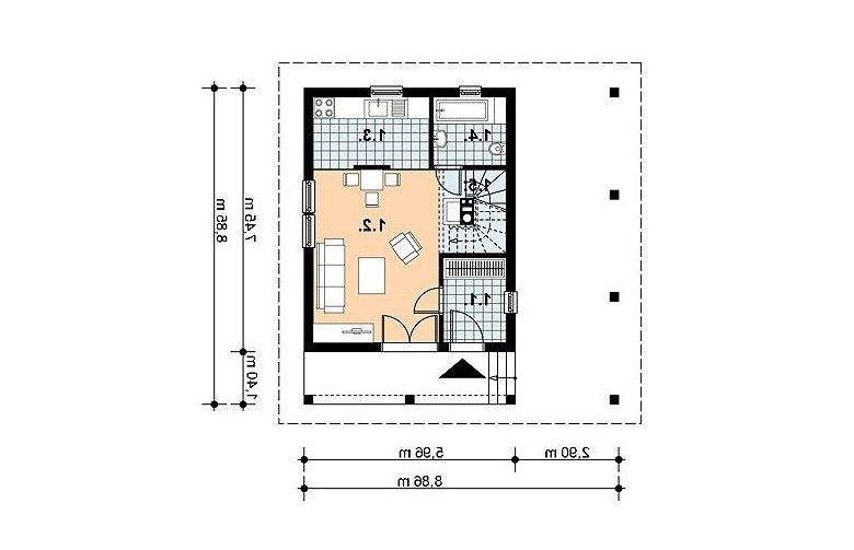 Projekt domu z bala L-43 (drewniany) - 