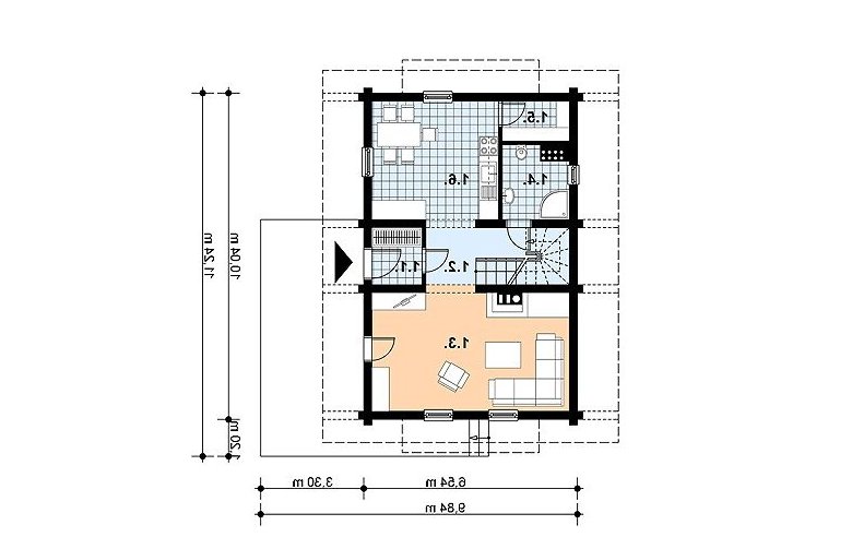 Projekt domu z bala L-15 (drewniany) - 