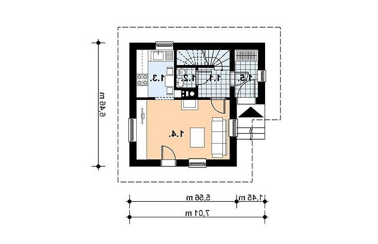 Projekt domu jednorodzinnego L-56 - 