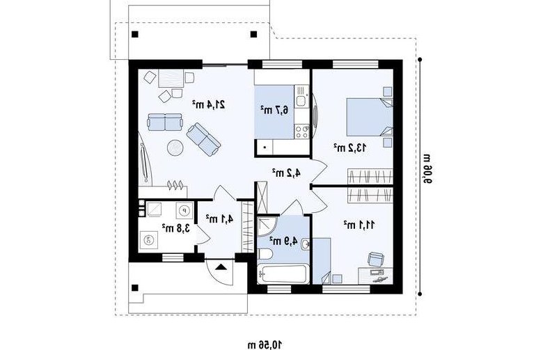 Projekt domu parterowego Z78 - rzut parteru