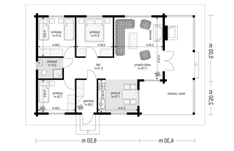 Projekt domu parterowego Pogodny drewniany (164) - 