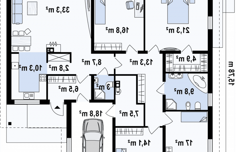 Projekt domu parterowego Z268 - rzut parteru