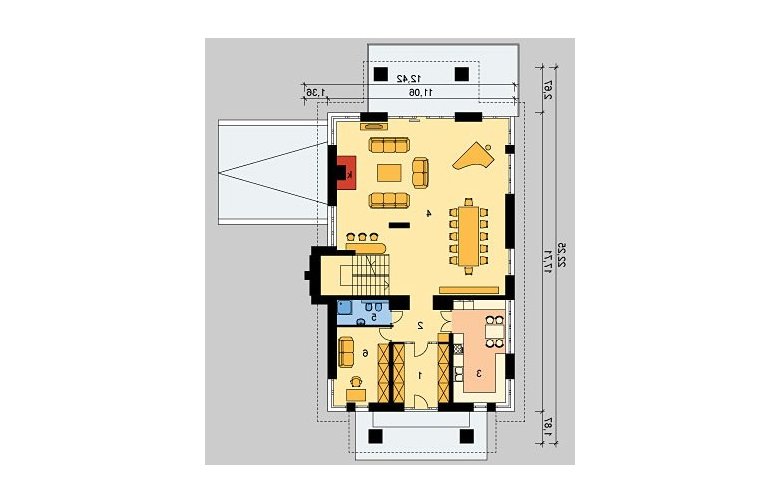 Projekt domu szkieletowego LK&620 - parter