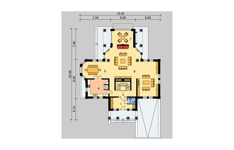 Projekt domu jednorodzinnego LK&663 - parter