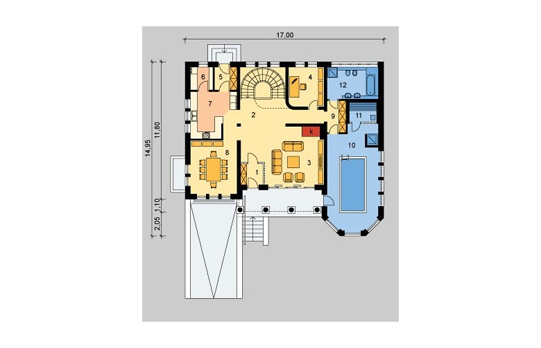 Projekt domu jednorodzinnego LK&673 - parter