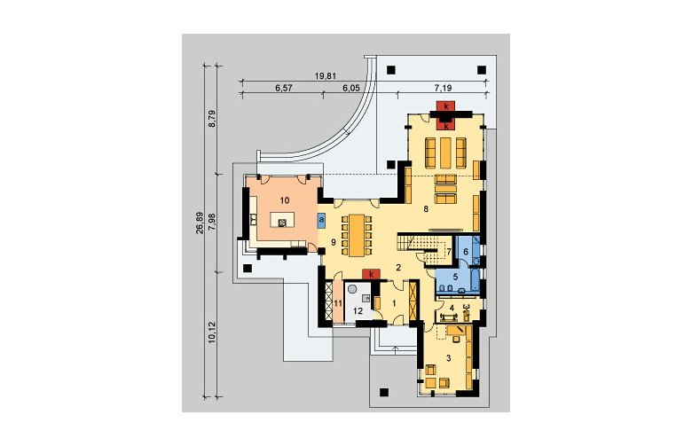 Projekt domu szkieletowego LK&678 - parter