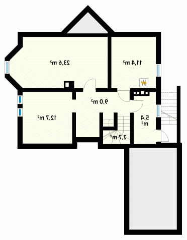 Rzut projektu Maciejka 3 - wersja lustrzana