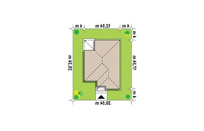 Projekt domu parterowego Z195 - Usytuowanie - wersja lustrzana