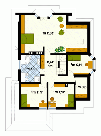 Rzut projektu Sasanka - wersja lustrzana