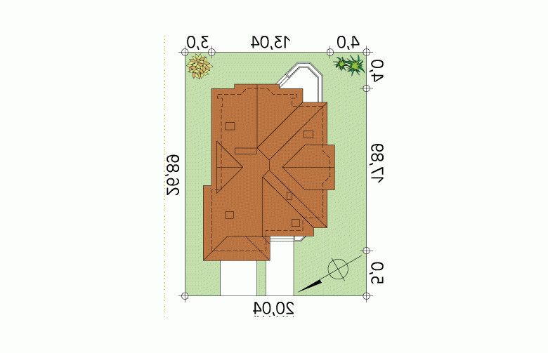 Projekt domu wielorodzinnego Sasanka - Usytuowanie - wersja lustrzana