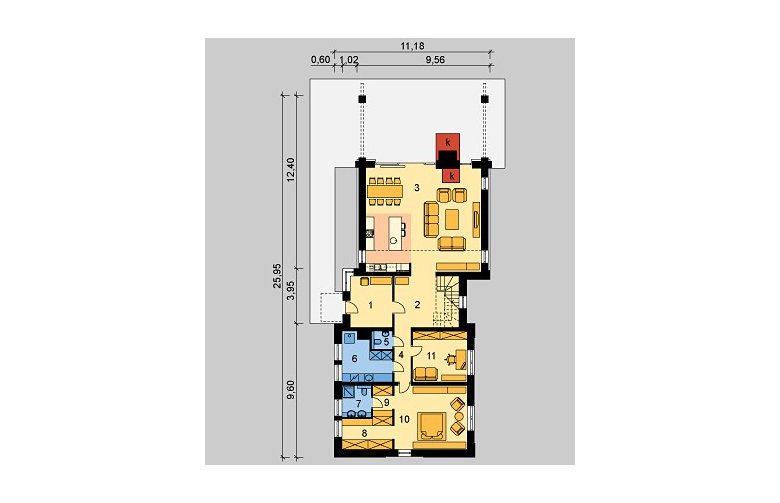 Projekt domu wielorodzinnego LK&739 - parter