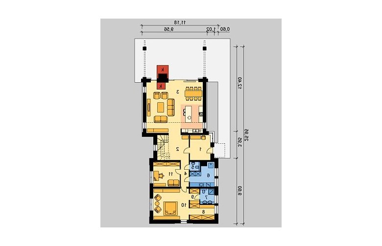 Projekt domu wielorodzinnego LK&739 - parter