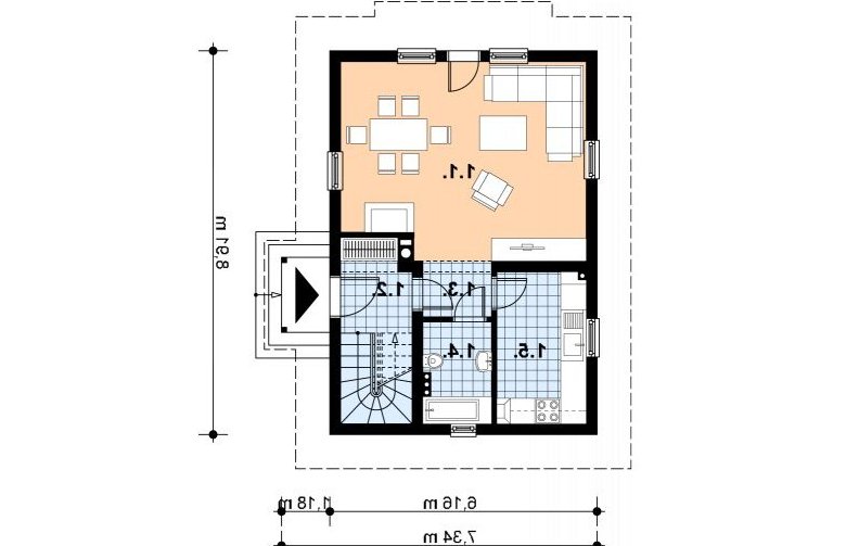 Projekt domu z bala L-98 (drewniany) - 