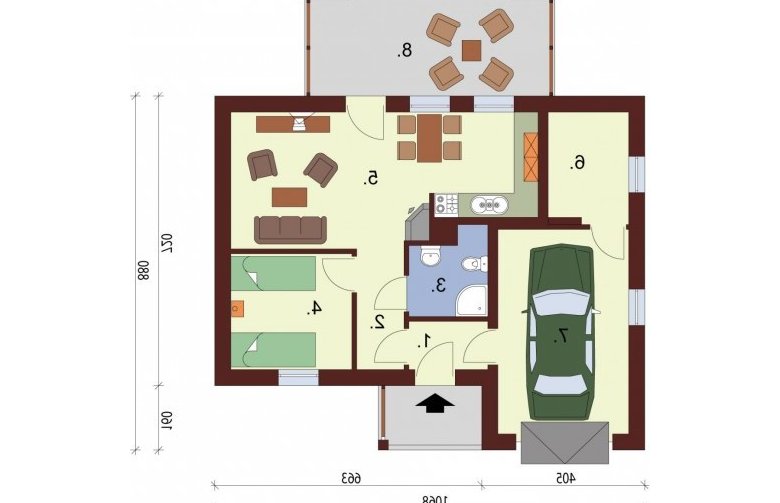 Projekt domu parterowego LUANDA - rzut przyziemia