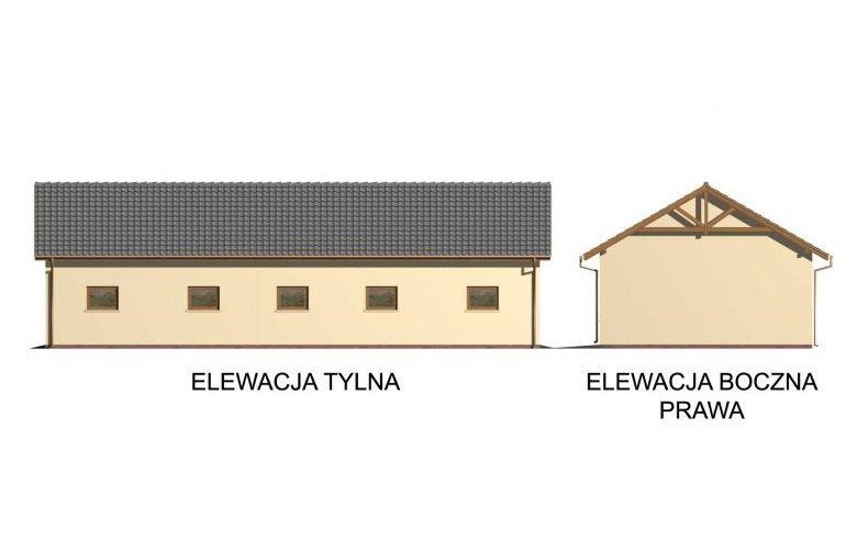 Projekt garażu G49 garaż czterostanowiskowy z pomieszczeniami gospodarczymi - elewacja 2