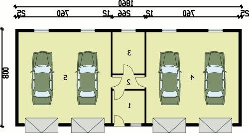 PRZYZIEMIE G49 garaż czterostanowiskowy z pomieszczeniami gospodarczymi - wersja lustrzana