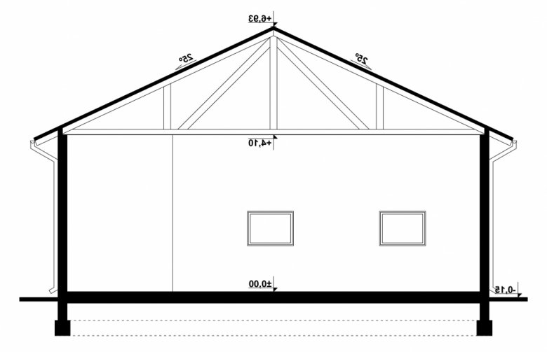 Projekt domu energooszczędnego G97 - Budynek garażowo - gospodarczy - przekrój 1