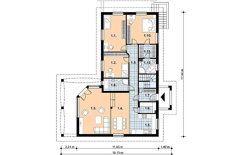 Projekt domu dwurodzinnego L-10 - 