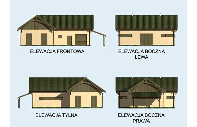 Projekt budynku gospodarczego S26 Stajnia dla koni - 4 boksy - elewacja 1