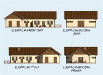 Elewacja projektu S27 Stajnia dla koni - 4 boksy - 1