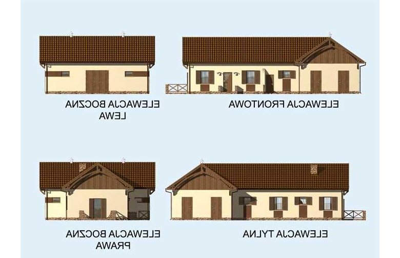 Projekt budynku gospodarczego S27 Stajnia dla koni - 4 boksy - elewacja 1