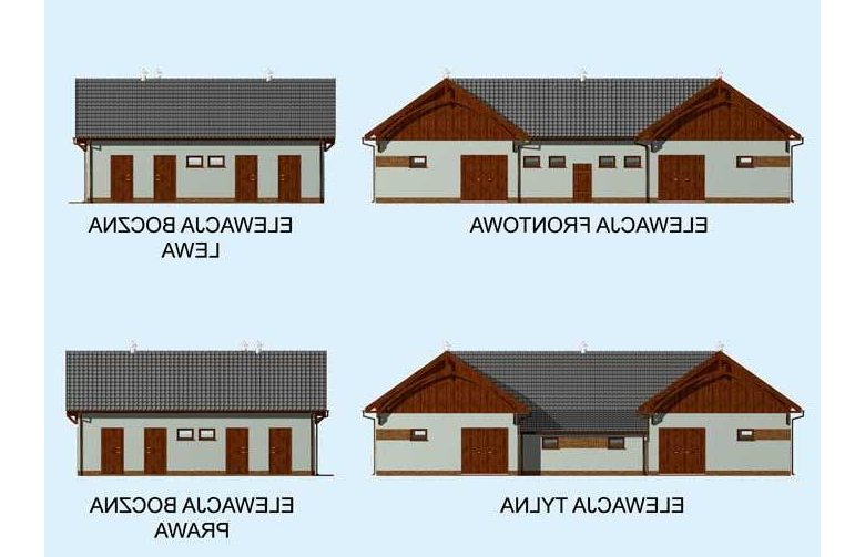 Projekt budynku gospodarczego S30 Stajnia dla koni - 8 boksów - elewacja 1