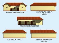 Elewacja projektu S32 Stajnia angielska dla koni z boksami z wyjściem na zewnątrz - 6 boksów - 1