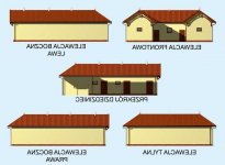 Elewacja projektu S32 Stajnia angielska dla koni z boksami z wyjściem na zewnątrz - 6 boksów - 1 - wersja lustrzana