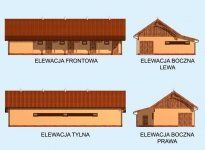 Elewacja projektu S34 Stajnia dla koni - 4 boksy - 1