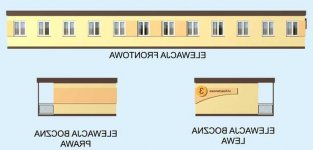 Elewacja projektu BSC4 budynek socjalny - 1 - wersja lustrzana