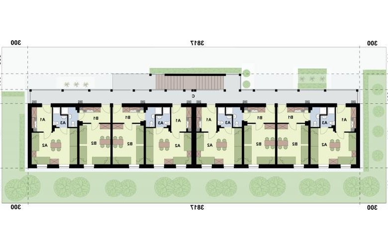 Projekt domu wielorodzinnego BSC4 budynek socjalny - rzut piętra