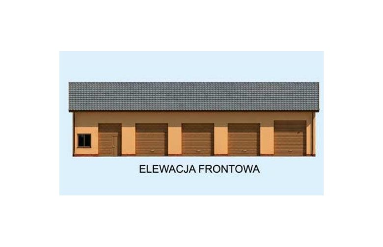 Projekt garażu G224 garaż pięciostanowiskowy - elewacja 1