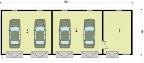 RZUT PRZYZIEMIA G224 garaż pięciostanowiskowy - wersja lustrzana