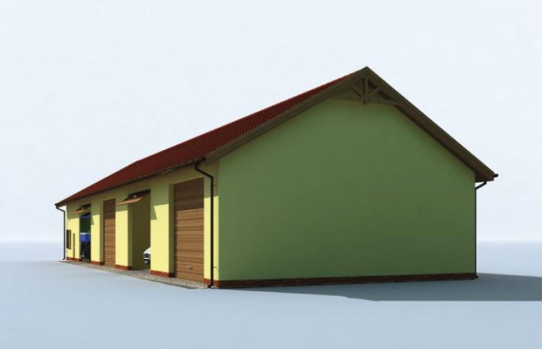 Projekt garażu G221 garaż czterostanowiskowy z pomieszczeniami gospodarczymi
